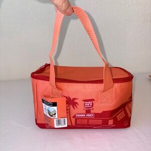 Trader Joes Mini Insulated Cooler Bag Orange Sunset Palm Tree Lunch Tote New